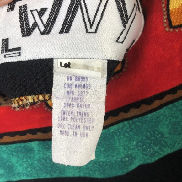 Vintage LEWNY Dress Womens 10 Elephant Sunflower Print Rayon Made in USA 90s - Picture 6 of 16